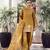Dark mustard green crepe silk embroidered kurta set