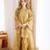 Dark mustard green crepe silk embroidered kurta set