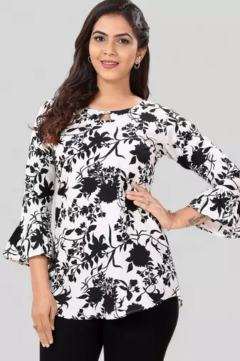 Saree swarg poly crepe printed short kurti