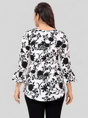  poly crepe printed short kurti 2