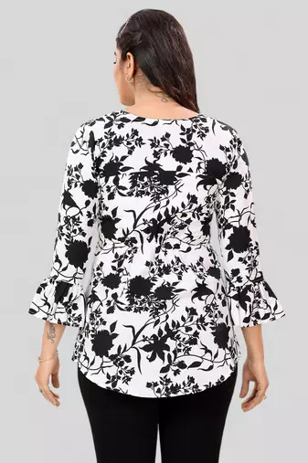  poly crepe printed short kurti