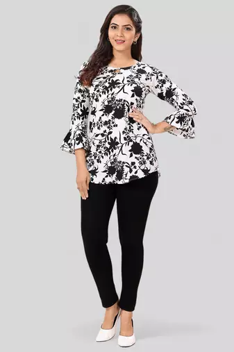  poly crepe printed short kurti