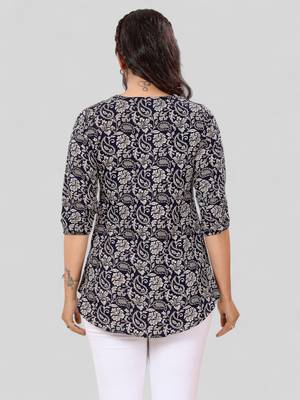  poly crepe printed short kurti 2