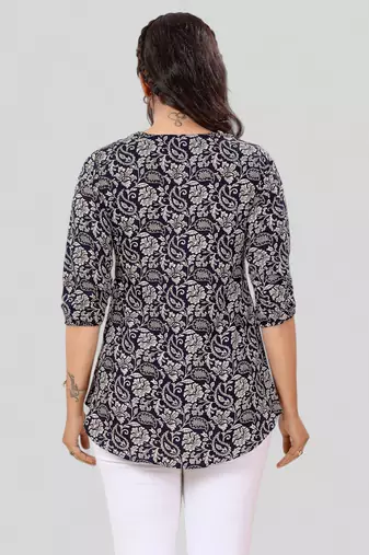  poly crepe printed short kurti