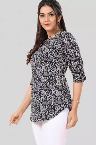  poly crepe printed short kurti