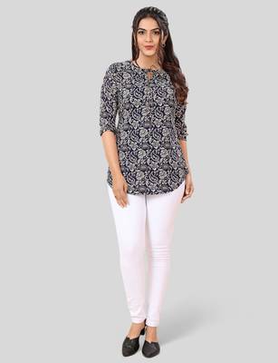  poly crepe printed short kurti 5
