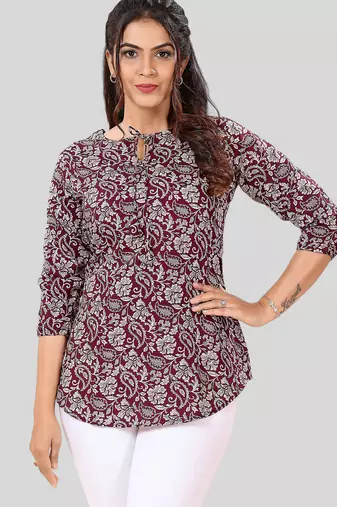 Saree swarg poly crepe printed short kurti