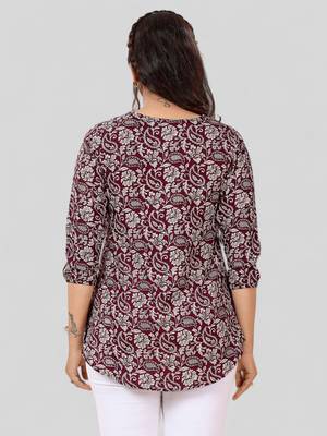  poly crepe printed short kurti 2