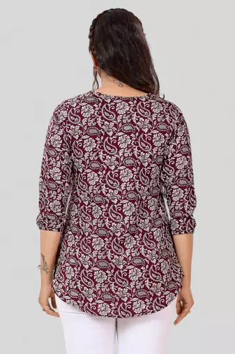  poly crepe printed short kurti