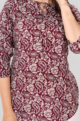  poly crepe printed short kurti