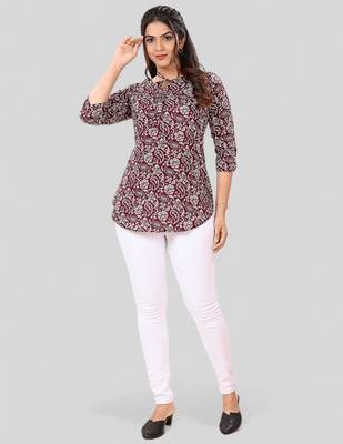  poly crepe printed short kurti 5