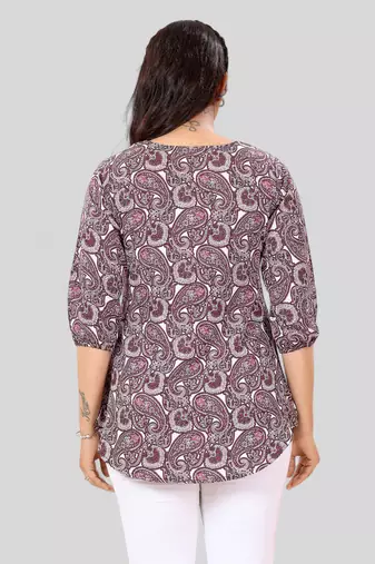  poly crepe printed short kurti