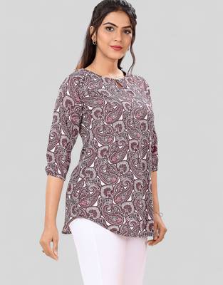  poly crepe printed short kurti 3