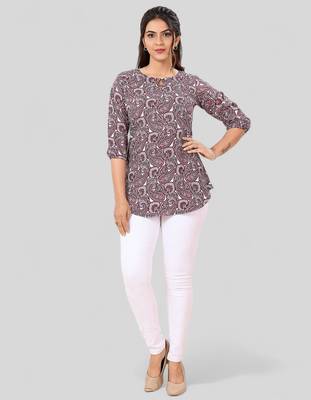  poly crepe printed short kurti 5