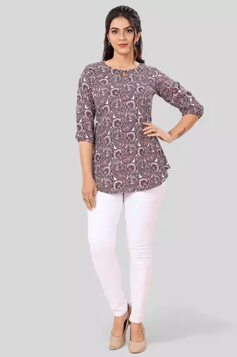  poly crepe printed short kurti