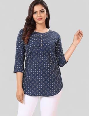  poly crepe printed short kurti 1