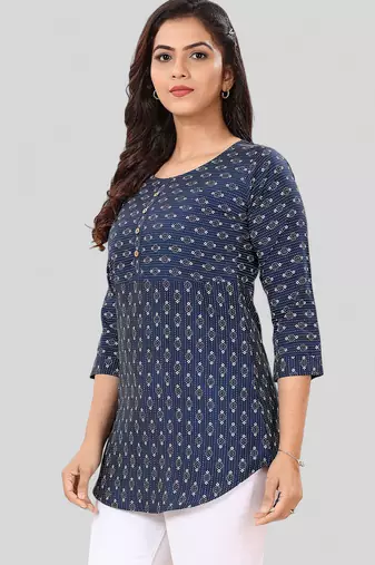  poly crepe printed short kurti