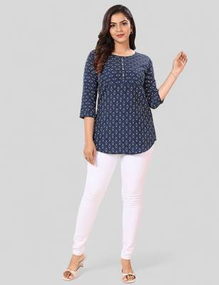  poly crepe printed short kurti 5