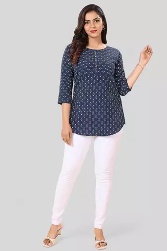  poly crepe printed short kurti