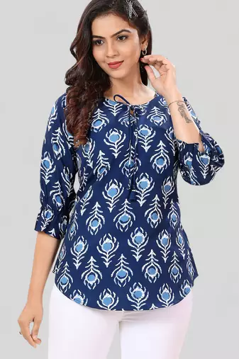 Saree swarg poly crepe printed short kurti