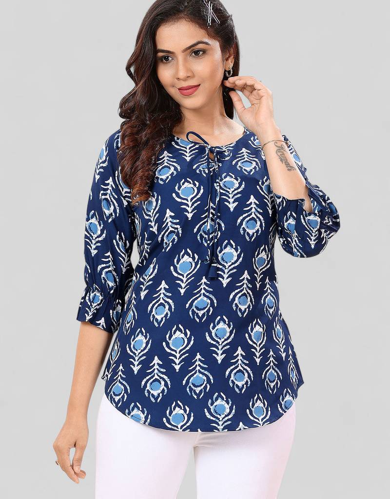 Saree swarg poly crepe printed short kurti