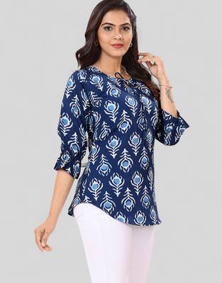  poly crepe printed short kurti 3