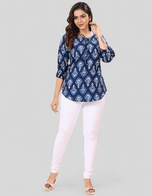  poly crepe printed short kurti 5