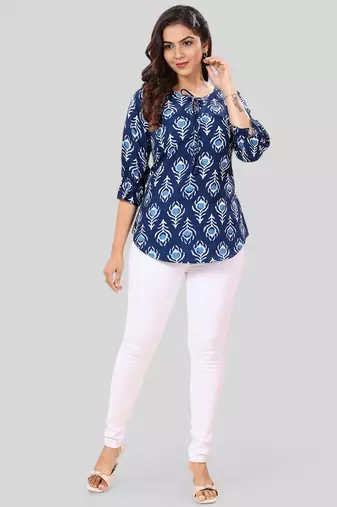  poly crepe printed short kurti