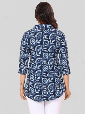  poly crepe printed short kurti 2