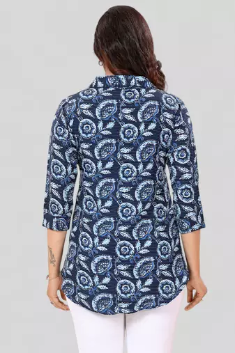  poly crepe printed short kurti