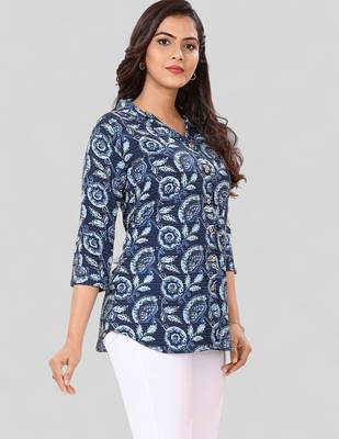  poly crepe printed short kurti 3