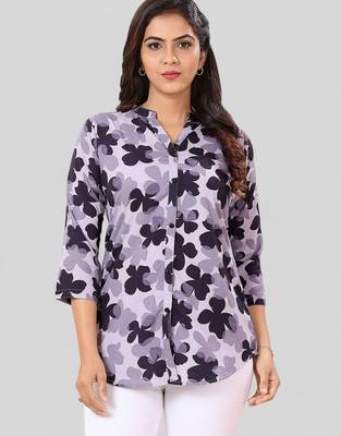  poly crepe printed short kurti 1