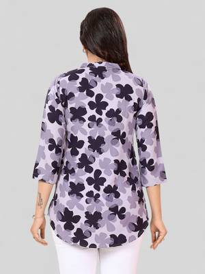  poly crepe printed short kurti 2