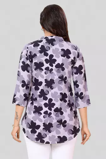  poly crepe printed short kurti