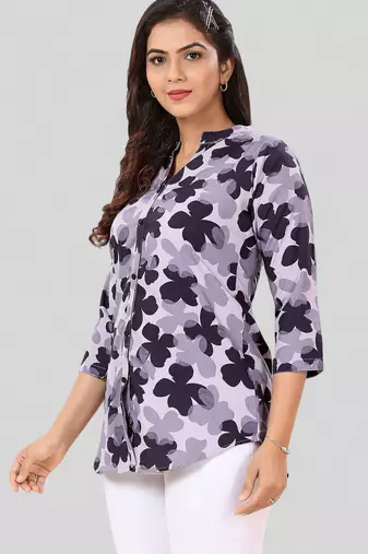  poly crepe printed short kurti