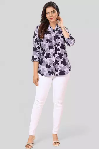  poly crepe printed short kurti