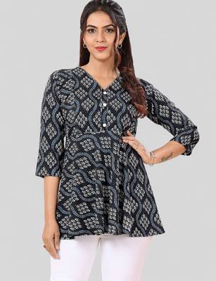  poly crepe printed short kurti 1