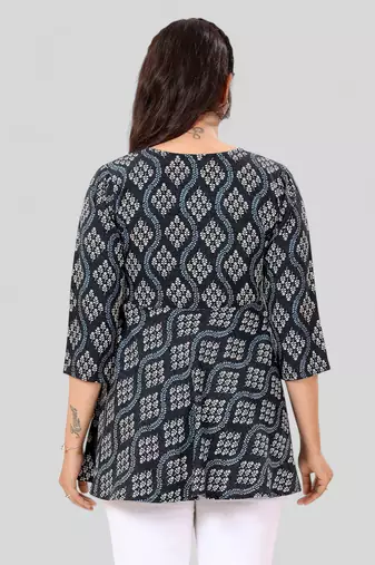  poly crepe printed short kurti