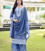 Women Salli Pure Cotton Regular Hand & Threadwork Kurta With Trousers & With Dupatta