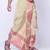 Beige hand block print dupion silk dhoti for men (free size)