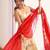 Off-white crepe silk embroidered palazzo set with red dupatta