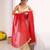 Off-white crepe silk embroidered palazzo set with red dupatta