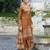 Rust brown chinon chiffon pakistani printed pakistani style kurta with palazzo & printed dupatta