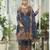 Navy blue chinon chiffon pakistani printed pakistani style kurta with palazzo & printed dupatta