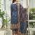 Navy blue chinon chiffon pakistani printed pakistani style kurta with palazzo & printed dupatta