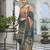 Peach chinon chiffon pakistani printed pakistani style kurta with palazzo & printed dupatta
