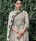 Ivory chinon chiffon pakistani printed pakistani style kurta with palazzo & printed dupatta