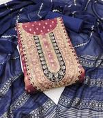 Women's purple unstitched weaving embroidery & fancy border simmer jacquard dress material (rnx5051ppl)