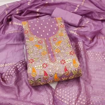  levender weaving embroidery & fancy border simmer jacquard dress material 1
