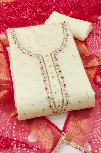 Women's white unstitched weaving & handwork modal banarasi jacquard dress material (msmfc11610d)